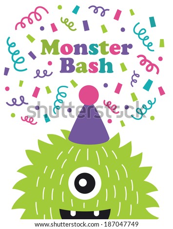 monster party card design. vector illustration 