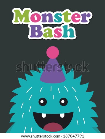 monster party card design. vector illustration