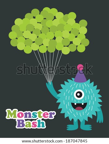 monster party card design. vector illustration 