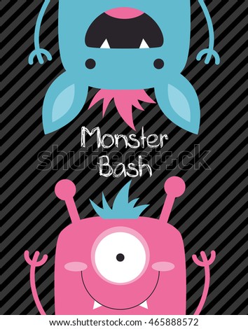 monster party card design. vector illustration