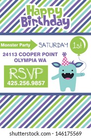 monster party invitation card design. vector illustration