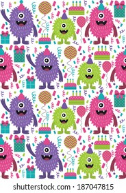 monster pattern design. vector illustration 