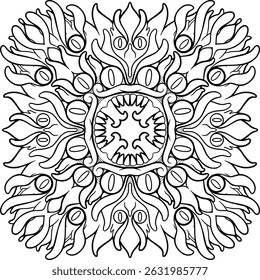 monster pattern mandala art isolated on a white background