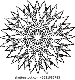 monster pattern mandala art isolated on a white background