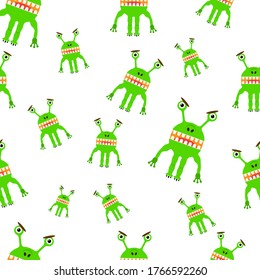 Monster Muster nahtloser Hintergrund. Cartoon-Charakter-Hintergrund. Vektorstruktur