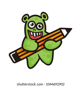 monster pencil logo illustration graphic