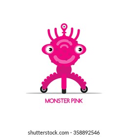 Monster pink cartoon character. Vector illustration