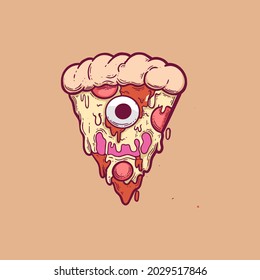 Monster pizza illustration for t shirt design merchandise