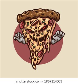 monster pizza illustration vector design