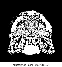 monster plant, Coloring book antistress for children and adults. Zen-tangle style.Black and white drawing.Hand draw