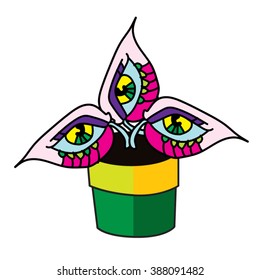 the monster plant in a flower pot flat design vector illustration