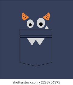 monster pocket funny hand drawn vector