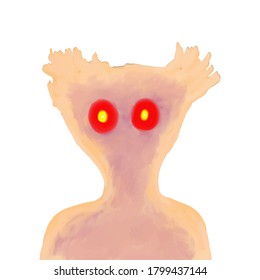 Monster portrait on white background.