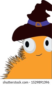 monster pumpkin halloween. furry fictional character. orange plush. the holidays. cartoon character. witch hat