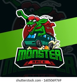 monster race mascot esport logo design