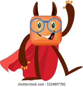 Monster with red cape, illustration, vector on white background.