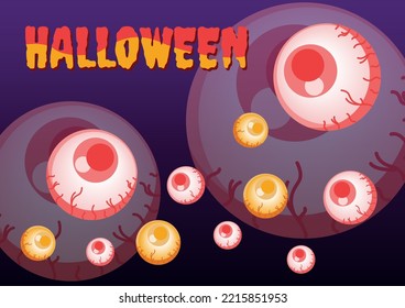 Monster red eyes and orrange eyes Halloween background vector design.