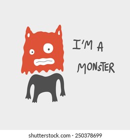 Monster with red head vector illustration