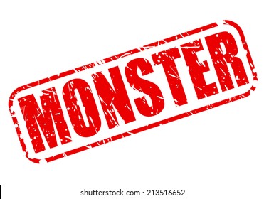 Monster Red Stamp Text On White