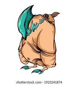 Monster rhino cartoon Vector. Funny and scary Animals cartoon character illustration clipart