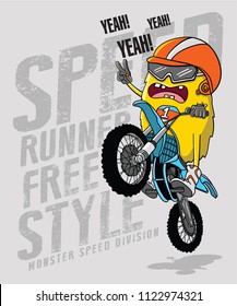 monster riding a motorbike  vector design