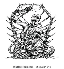 A monster rising from the grave
