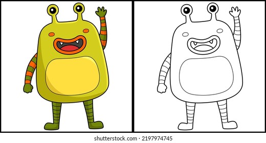 Ilustración de color de página de color de rollo de monstruo