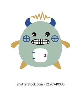 Monster robot cute kids room decor poster logo design background white background logo design background fashion