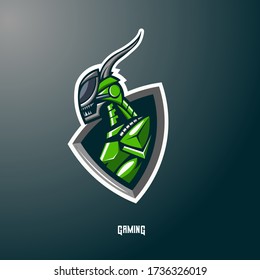 Monster Robot mascot logo design vector with modern illustration concept style for badge, emblem and t shirt printing. Angry green robot monster illustration for sport and e-sport team.