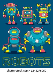 Monster robots vector set