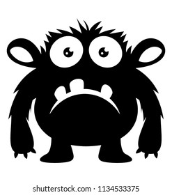 
 A monster with sad face and horns having fat body, sad monster 
