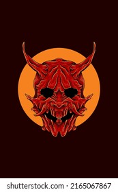 Monster samurai head vector illustration