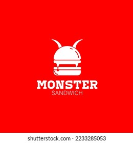 Logotipo del vector sándwich del monstruo - color del mono