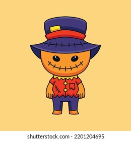 monster scarecrow cute cartoon icon illustration