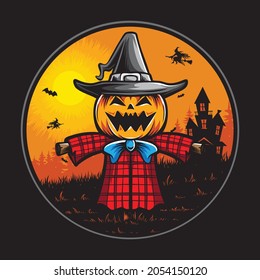 monster scarecrow halloween vector illustration