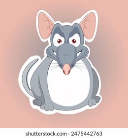 Monster Scared Rat Sticker Vector Artwork