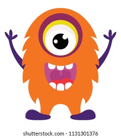 
Monster screaming in fear, one eyed monster or cyclops flat icon image 
