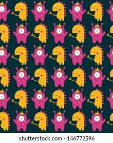 monster seamless pattern design. vector illustration