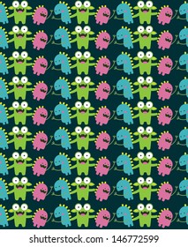 monster seamless pattern design. vector illustration