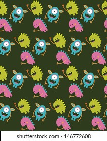 monster seamless pattern design. vector illustration