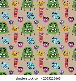 Monster Seamless pattern design . Vector Illustration.