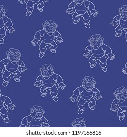 Monster seamless pattern vector,line art,halloween celebration