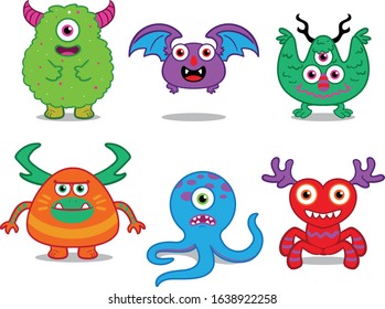 monster set character vector illustration graphic design