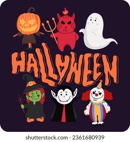 monster set design of halloween.