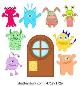 Monster set vector illustration, cute monsters cartoon