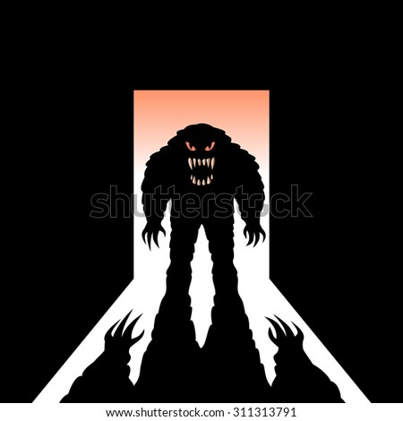 monster shadow open door stock vector royalty free 311313791