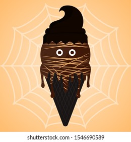 Monster shape ice cream cone. Halloween season - Vector illustration