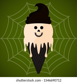 Monster shape ice cream cone. Halloween season - Vector illustration