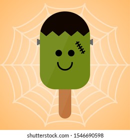Monster shape ice cream popsicle. Halloween season - Vector illustration