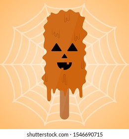 Monster shape ice cream popsicle. Halloween season - Vector illustration